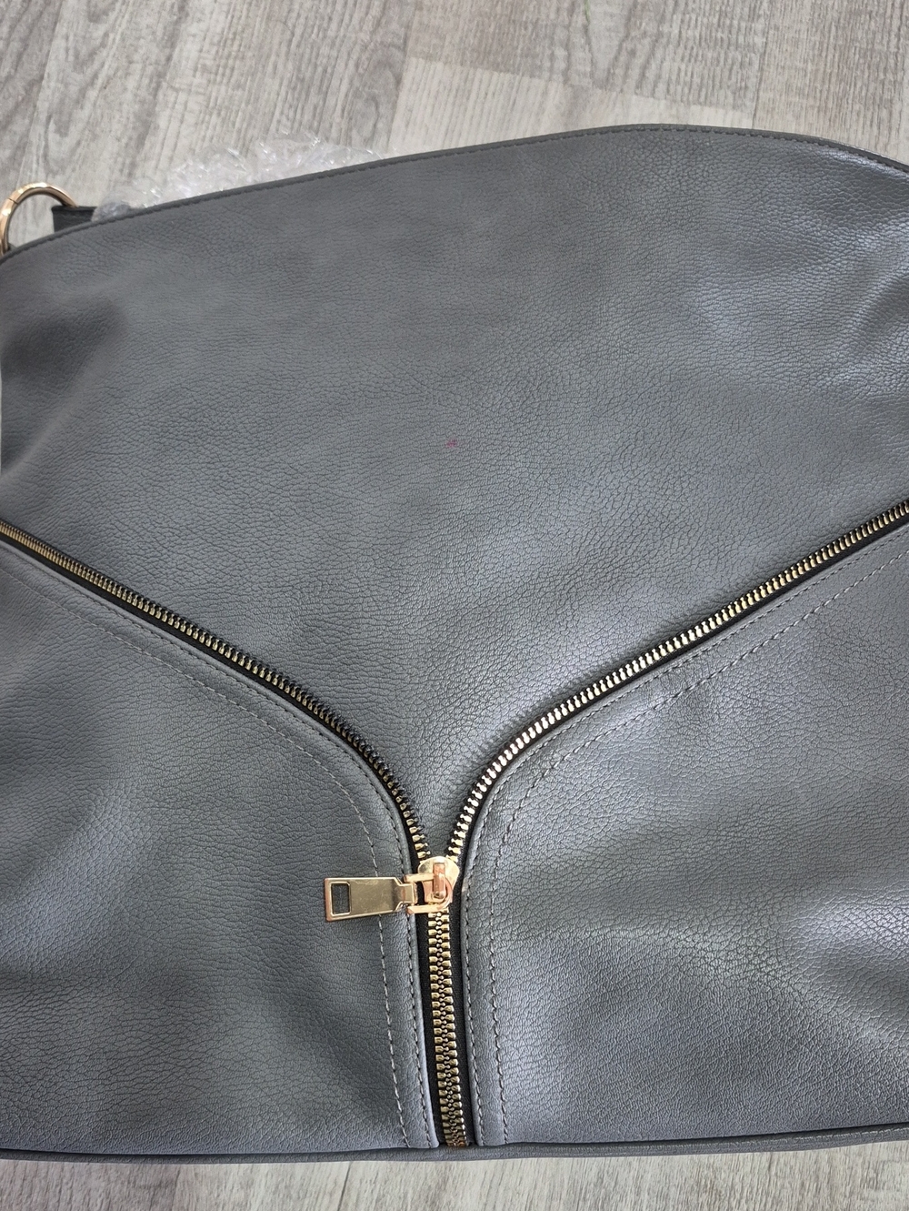 Unk Charcoal Gray Tote with Gold-Tone Zipper Accent
